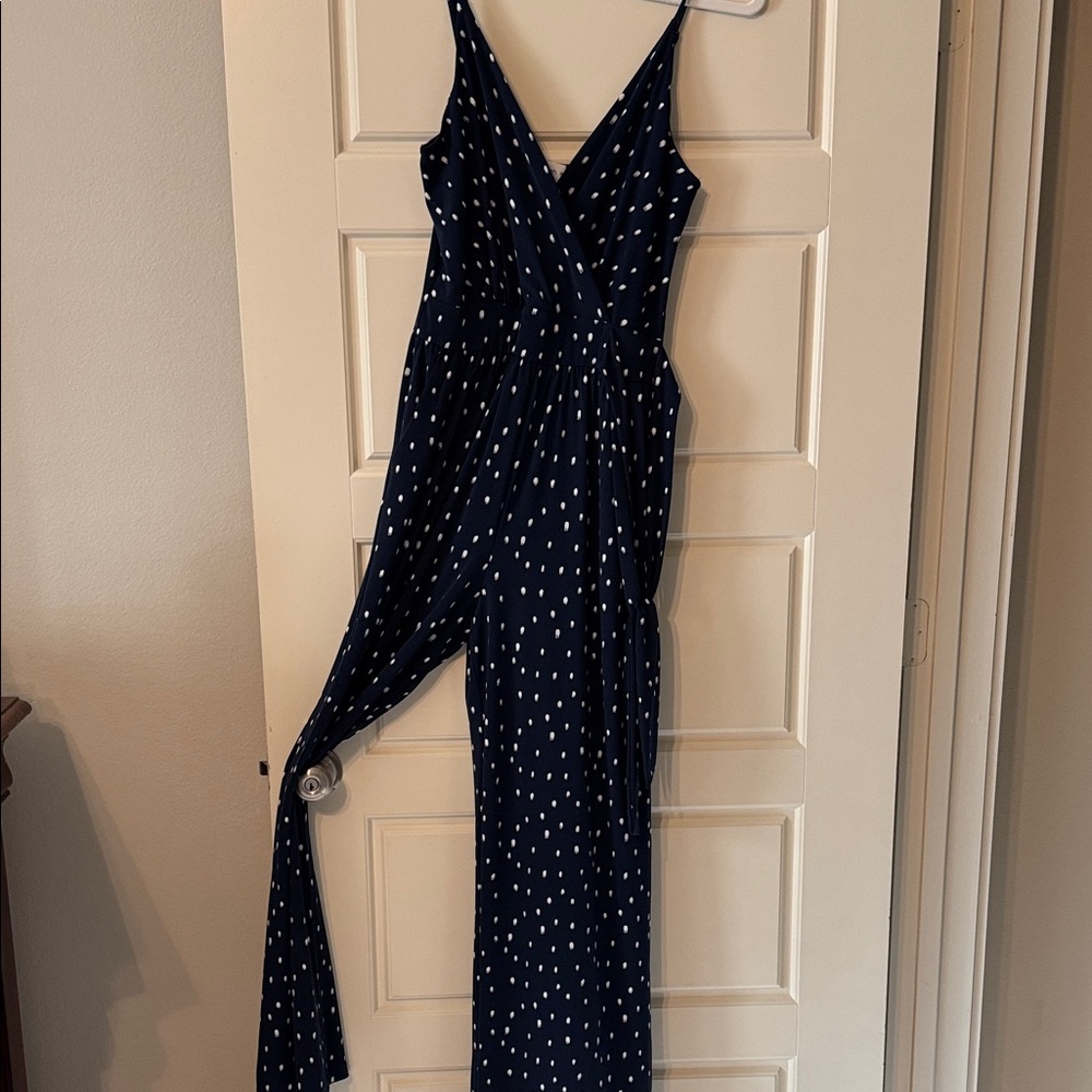 Kaileigh Navy Jumpsuit with White Dots
